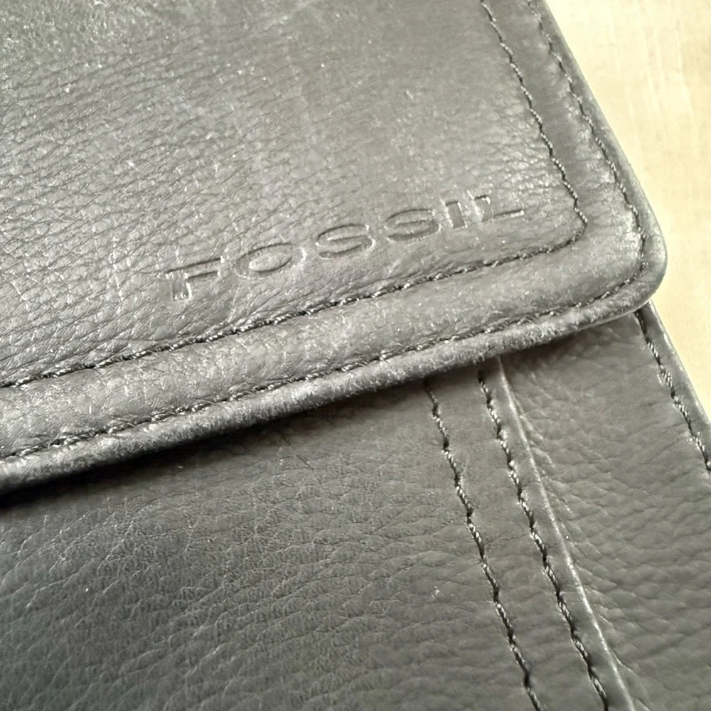 Vintage fossil Black Leather double sided crossbody Shoulder Bag - Picture 2 of 7